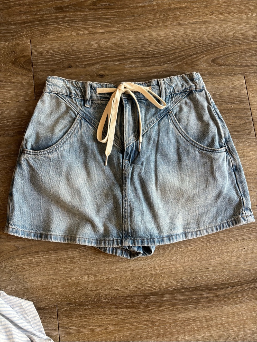 Blank NYC Light Blue Denim Drawstring Shorts